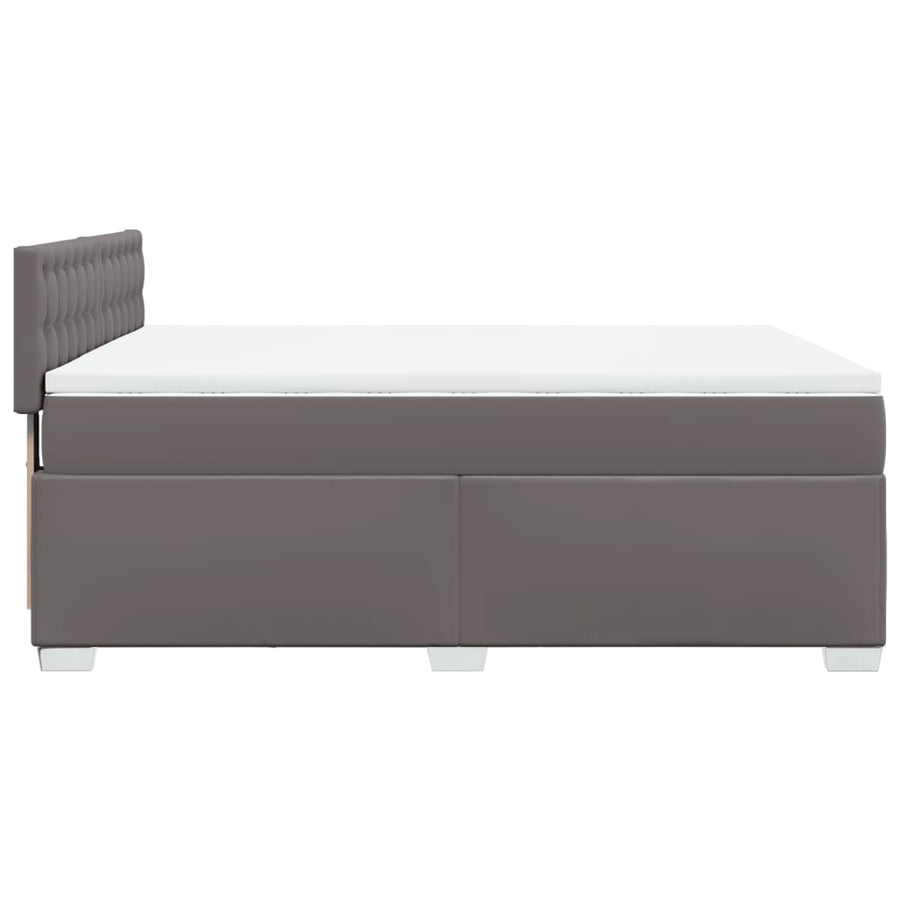 Boxspring met matras kunstleer grijs 160x200 cm