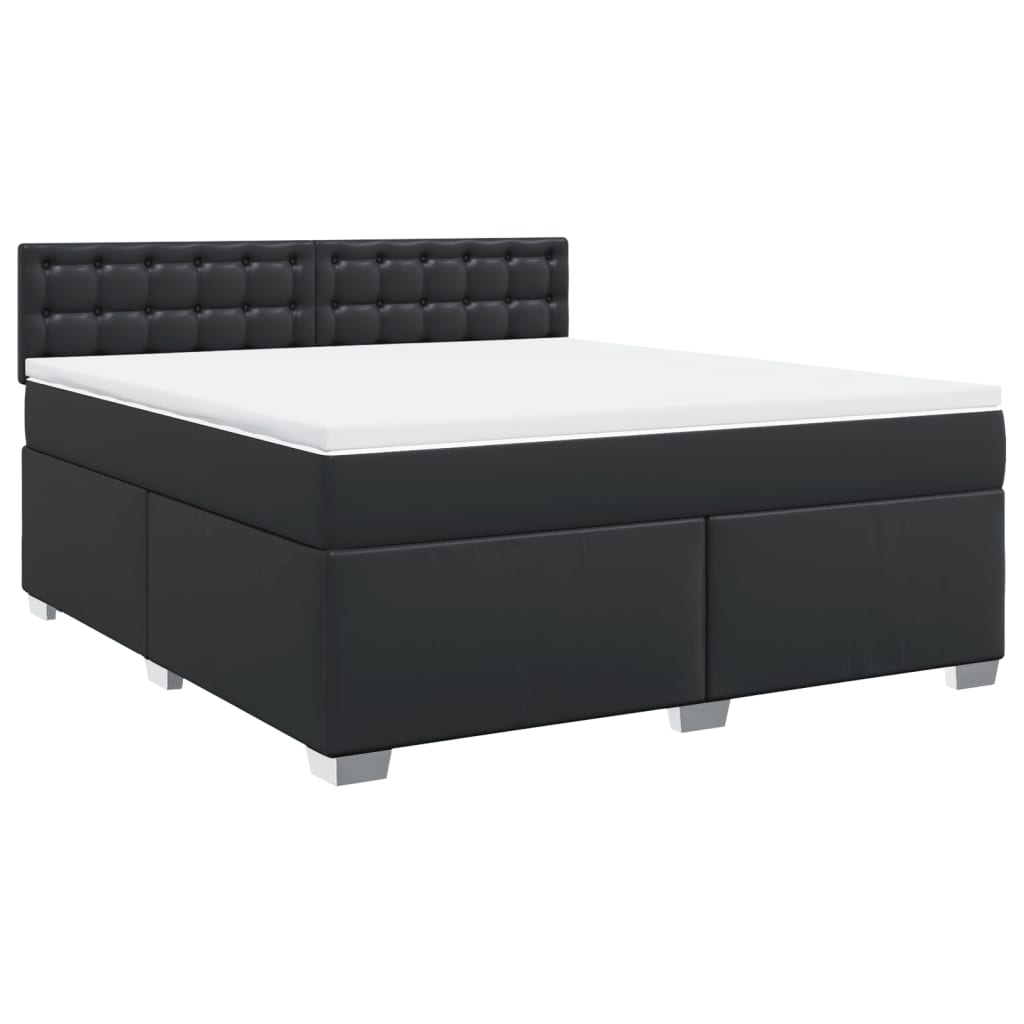 Boxspring met matras kunstleer zwart 180x200 cm