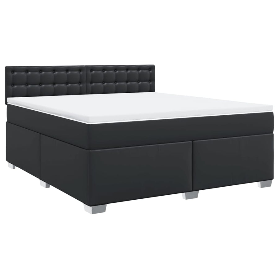 Boxspring met matras kunstleer zwart 180x200 cm