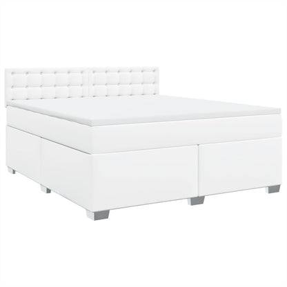 Boxspring met matras kunstleer wit 180x200 cm