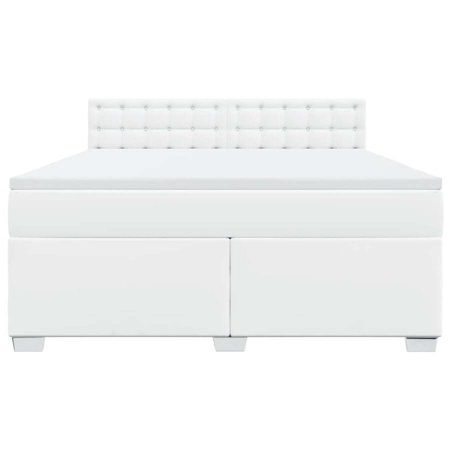 Boxspring met matras kunstleer wit 180x200 cm