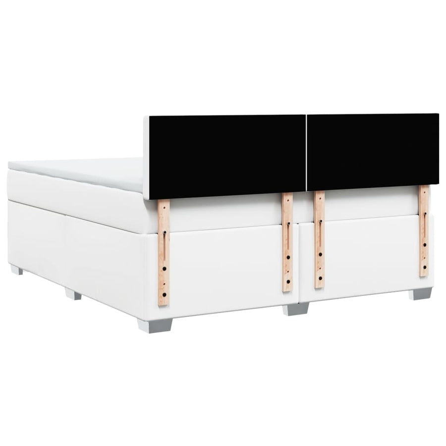 Boxspring met matras kunstleer wit 180x200 cm