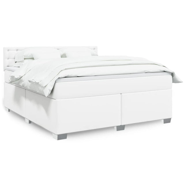 Boxspring met matras kunstleer wit 180x200 cm