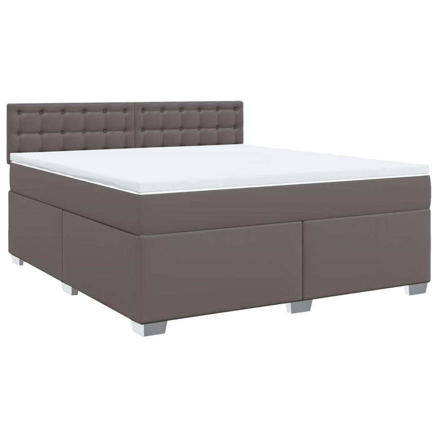 Boxspring met matras kunstleer grijs 180x200 cm
