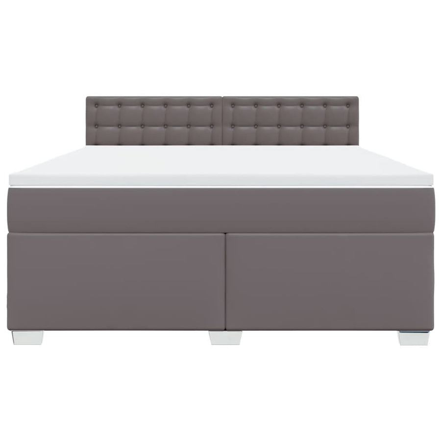 Boxspring met matras kunstleer grijs 180x200 cm