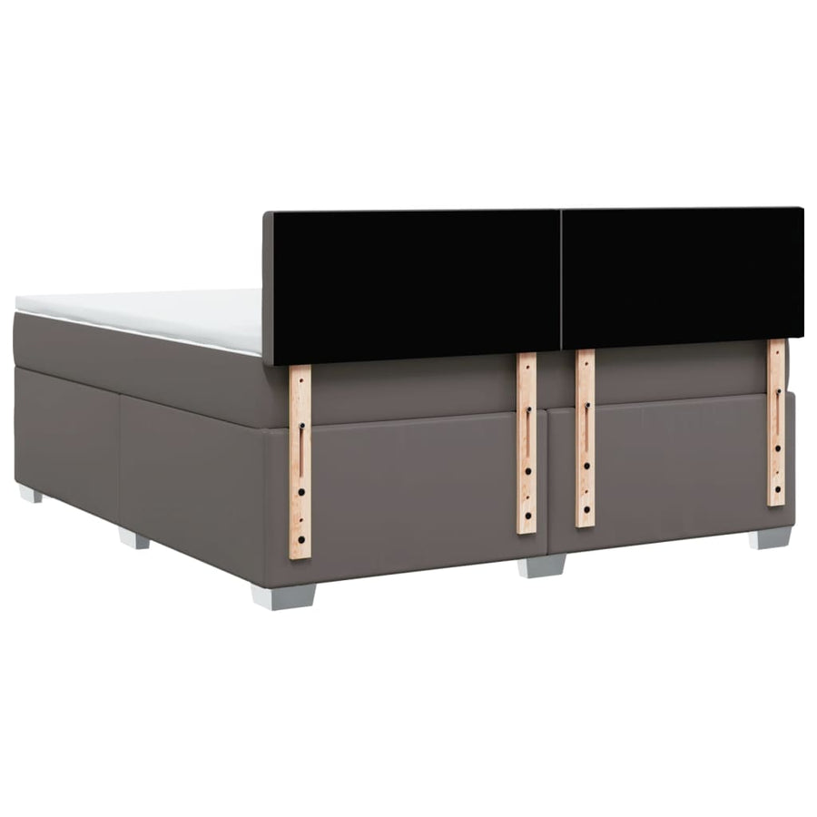 Boxspring met matras kunstleer grijs 180x200 cm