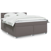 Box spring with mattress faux leather grey 180x200 cm