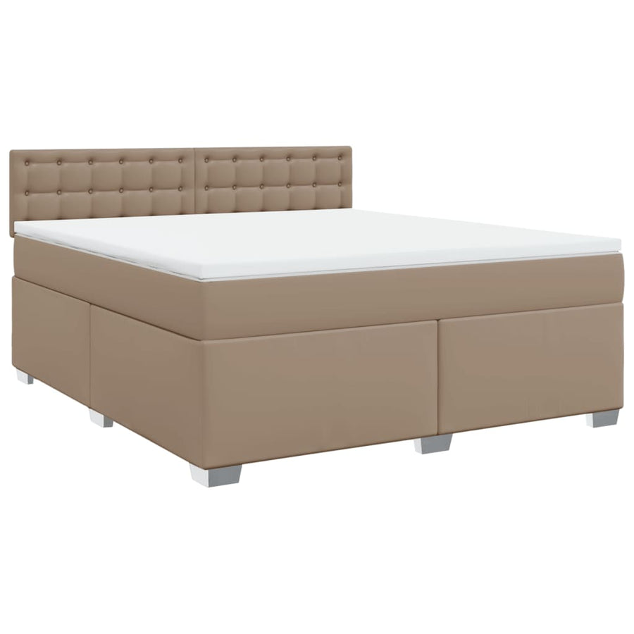 Boxspring met matras kunstleer cappuccinokleurig 180x200 cm