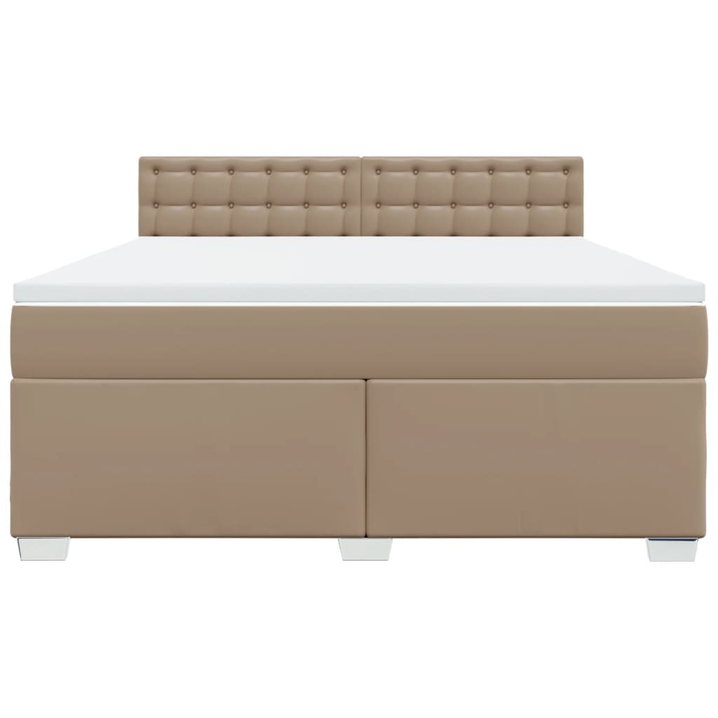 Boxspring met matras kunstleer cappuccinokleurig 180x200 cm