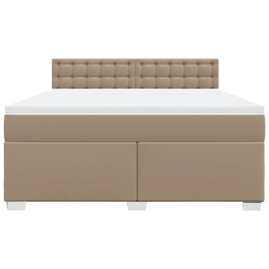 Boxspring met matras kunstleer cappuccinokleurig 180x200 cm