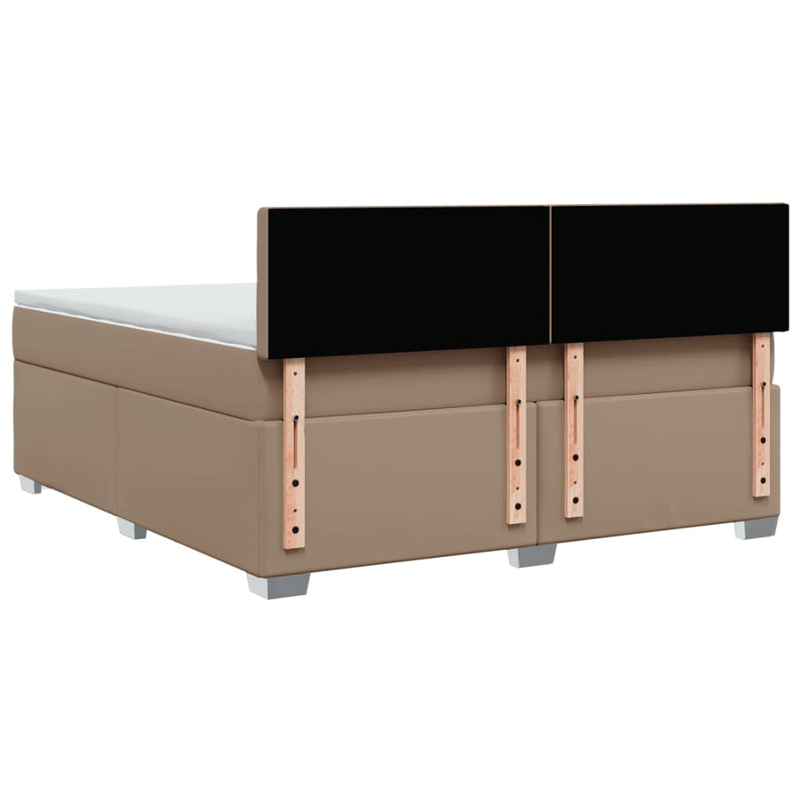 Boxspring met matras kunstleer cappuccinokleurig 180x200 cm