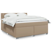 Cappuccino faux leather box spring with mattress 180x200 cm