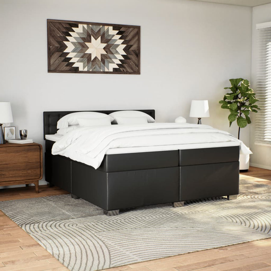 Boxspring met matras kunstleer zwart 200x200 cm