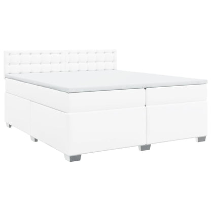 Boxspring met matras kunstleer wit 200x200 cm