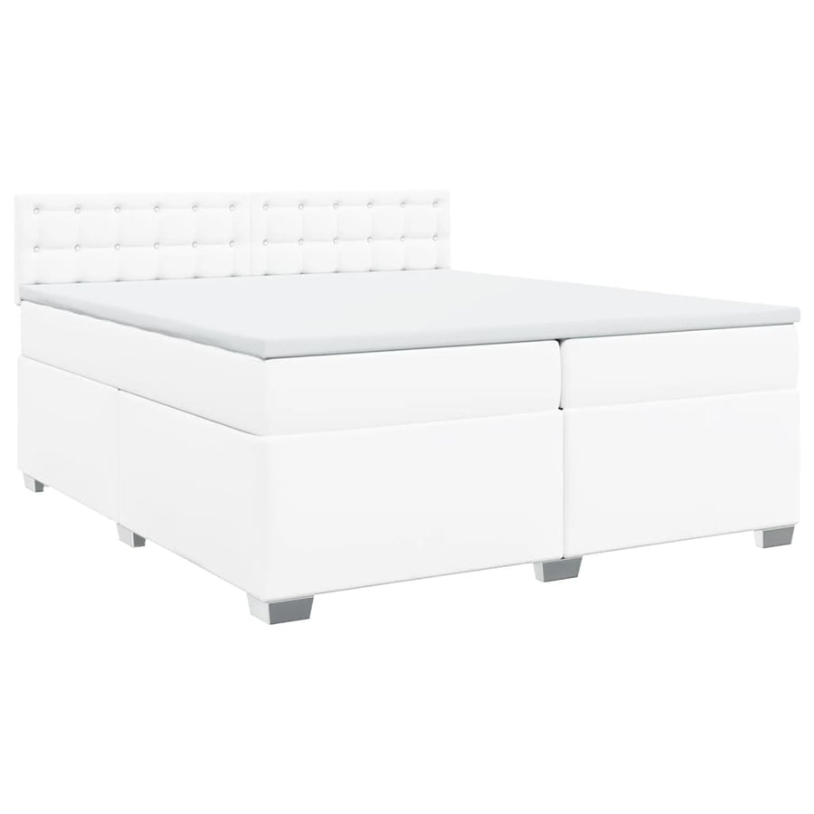 Boxspring met matras kunstleer wit 200x200 cm
