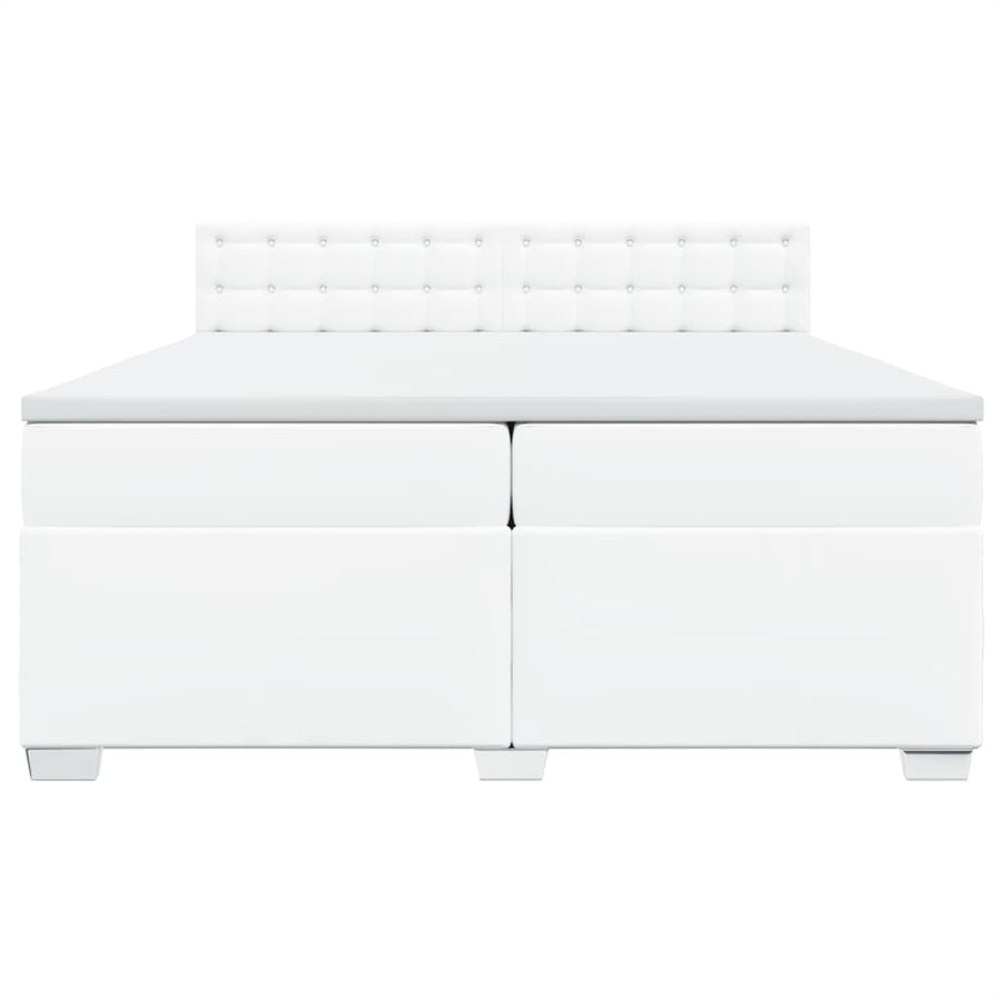 Boxspring met matras kunstleer wit 200x200 cm