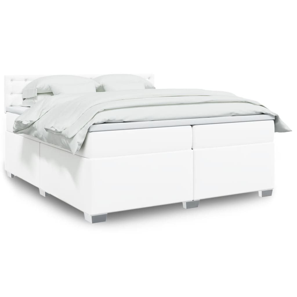 Boxspring met matras kunstleer wit 200x200 cm