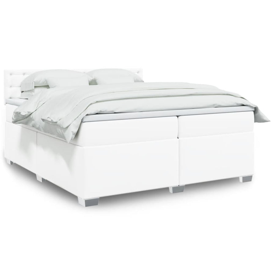 Boxspring met matras kunstleer wit 200x200 cm