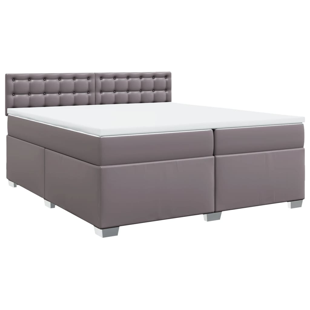 Boxspring met matras kunstleer grijs 200x200 cm