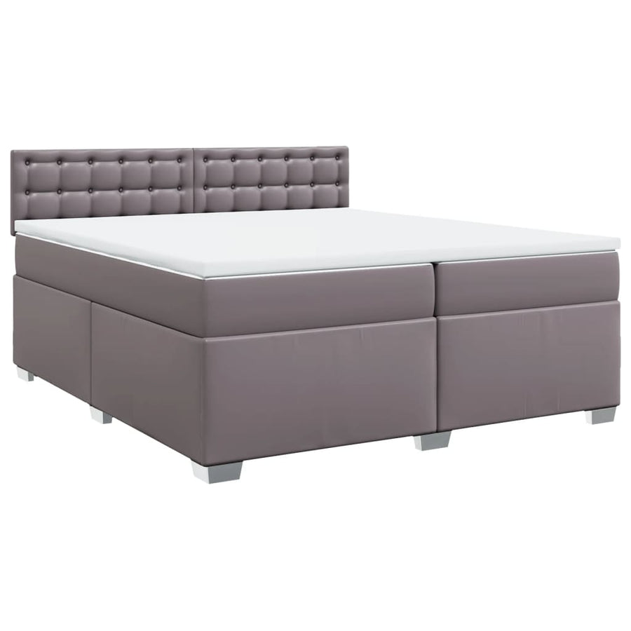 Boxspring met matras kunstleer grijs 200x200 cm