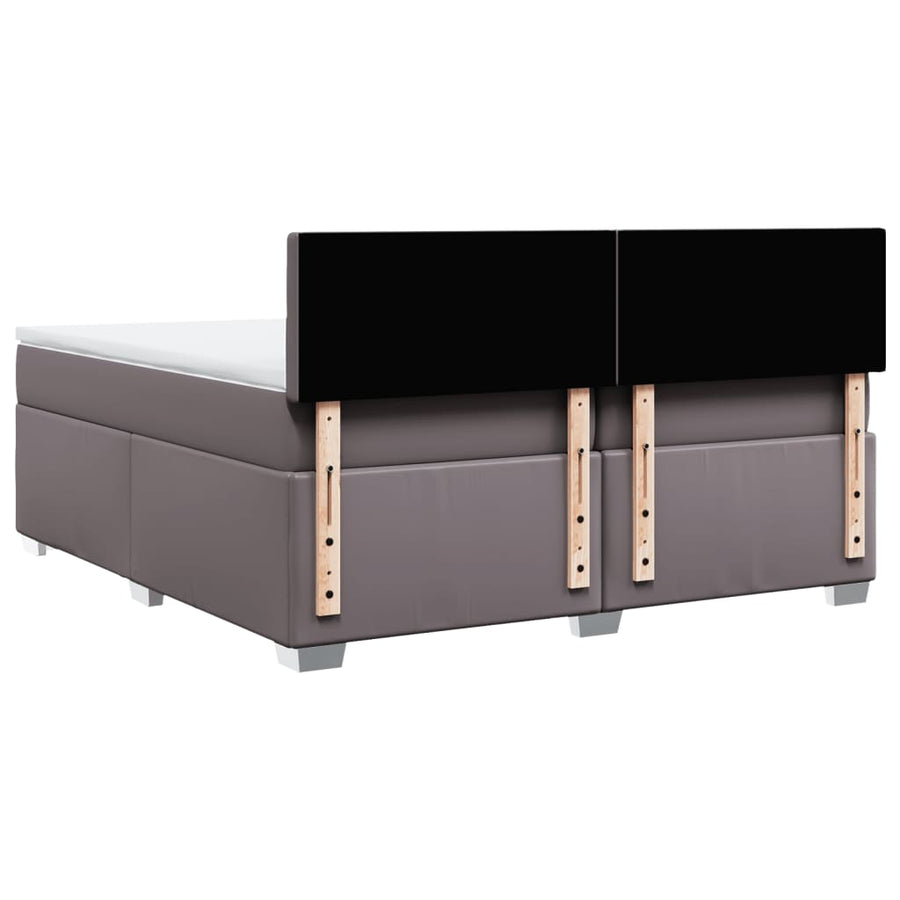 Boxspring met matras kunstleer grijs 200x200 cm