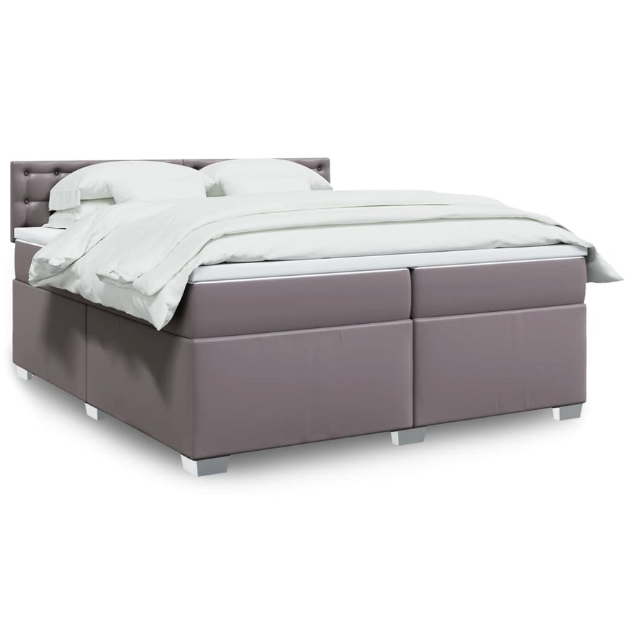 Boxspring met matras kunstleer grijs 200x200 cm