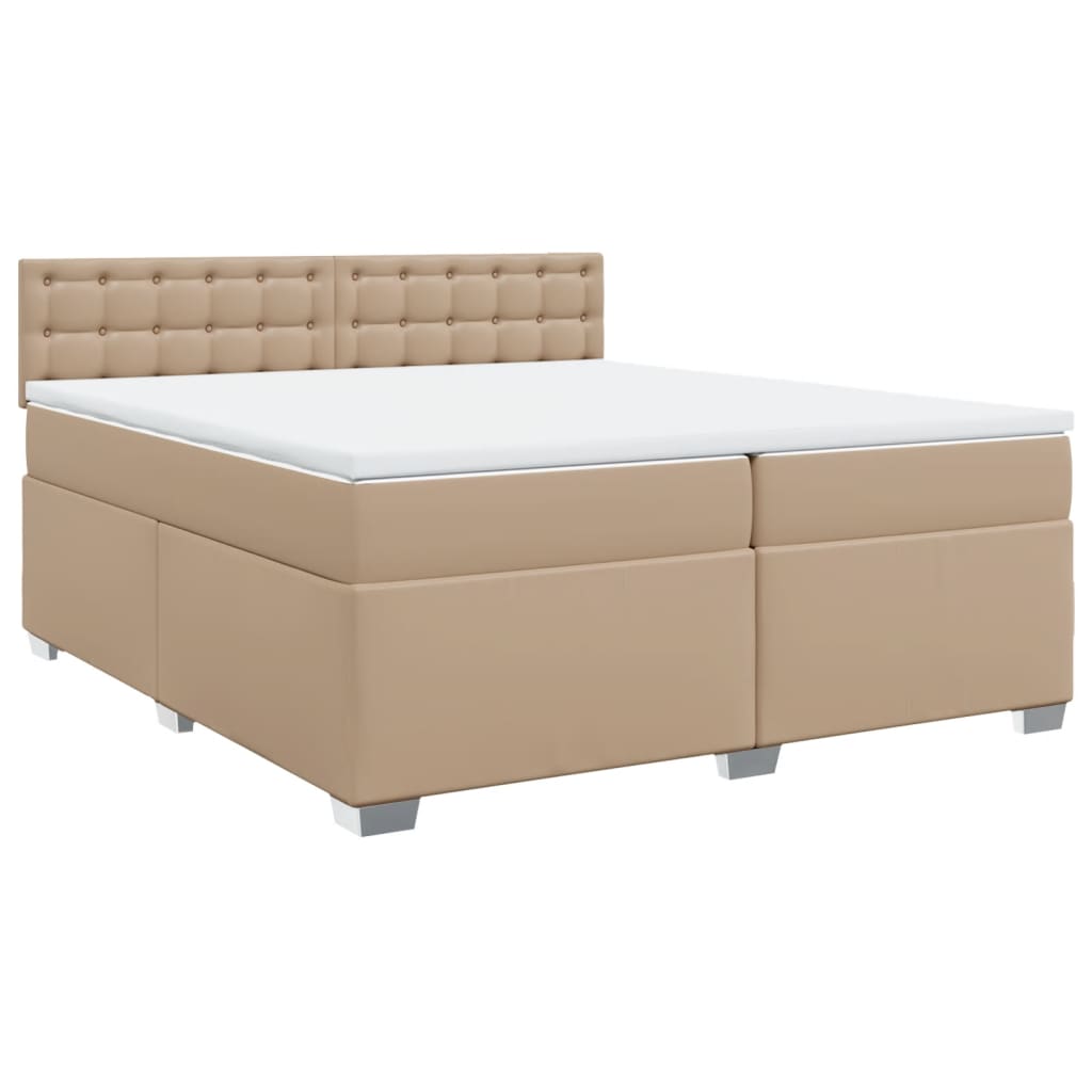 Boxspring met matras kunstleer cappuccinokleurig 200x200 cm