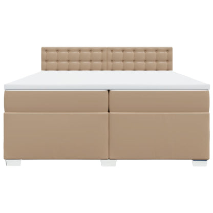 Boxspring met matras kunstleer cappuccinokleurig 200x200 cm