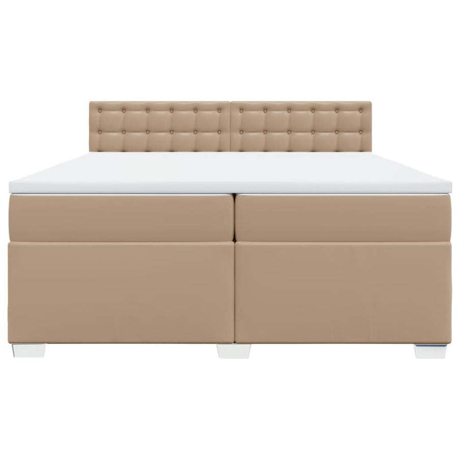 Boxspring met matras kunstleer cappuccinokleurig 200x200 cm