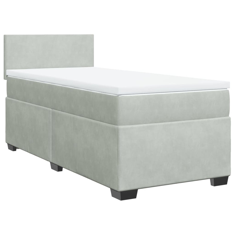 Boxspring met matras fluweel lichtgrijs 80x200 cm
