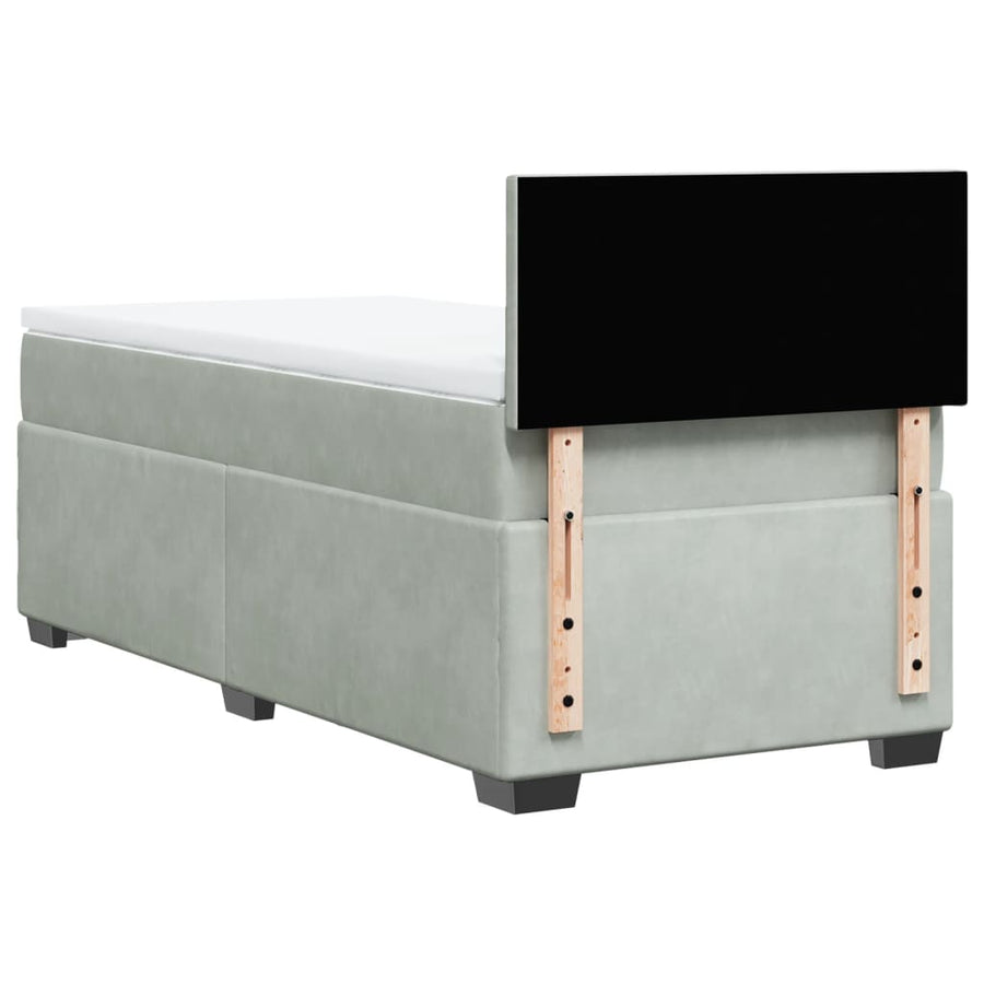 Boxspring met matras fluweel lichtgrijs 80x200 cm