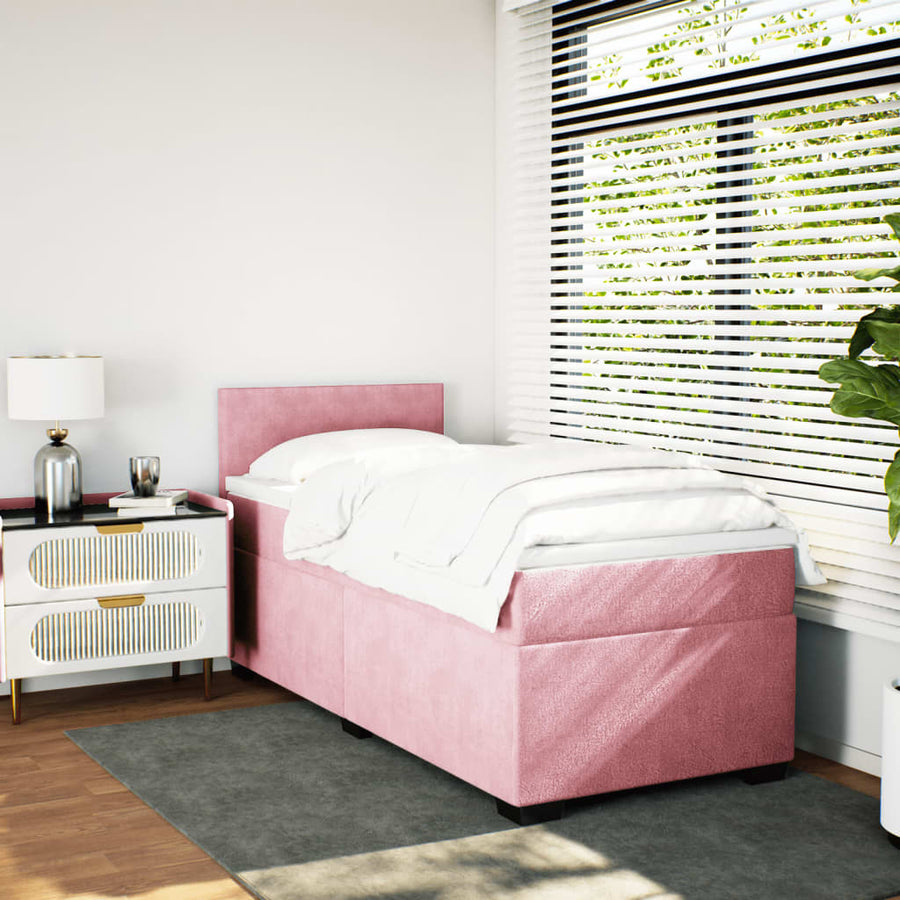 Boxspring met matras fluweel roze 80x200 cm