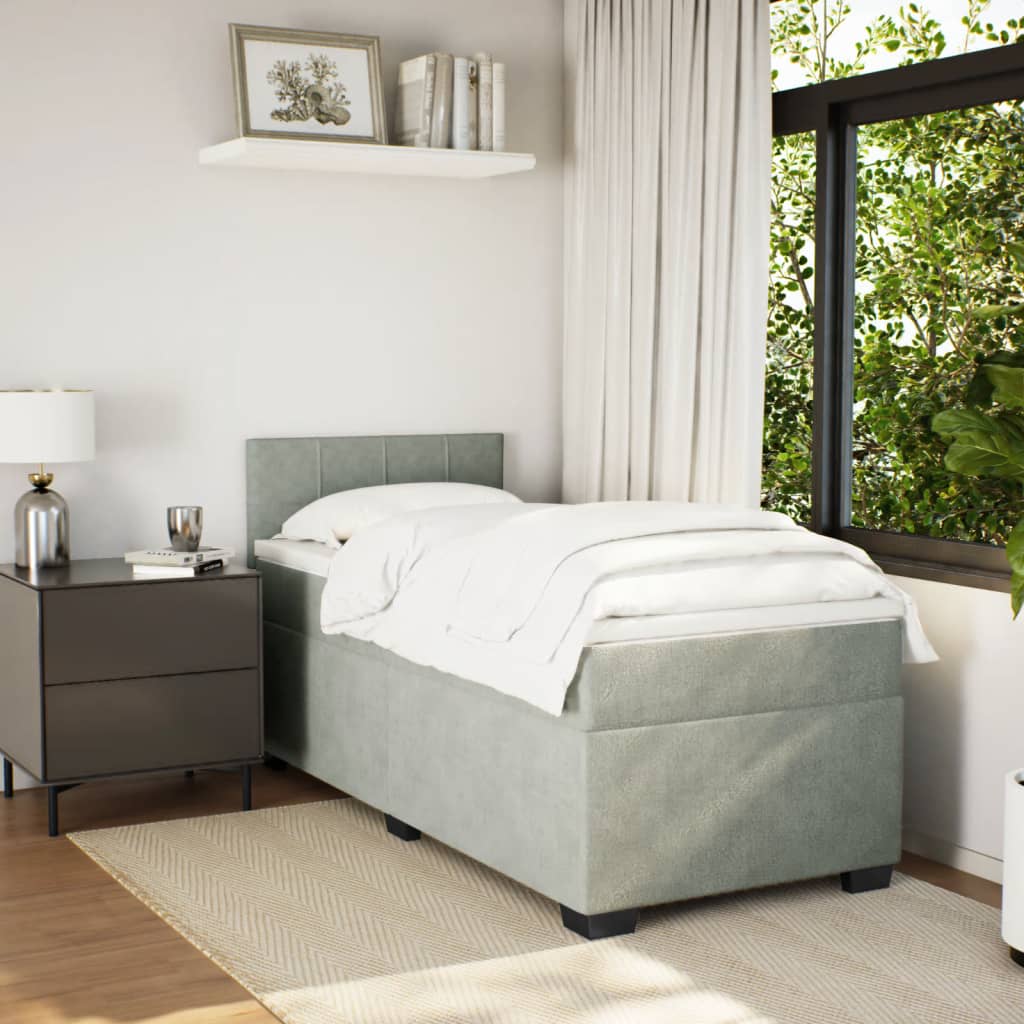 Boxspring met matras fluweel lichtgrijs 80x200 cm