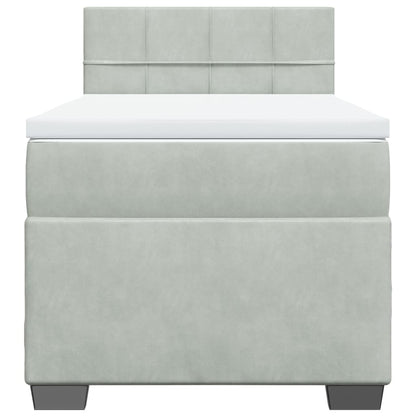 Boxspring met matras fluweel lichtgrijs 80x200 cm