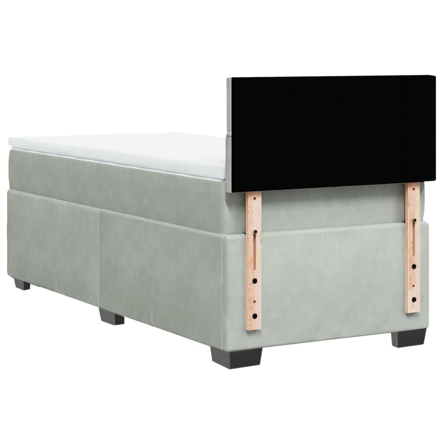 Boxspring met matras fluweel lichtgrijs 80x200 cm