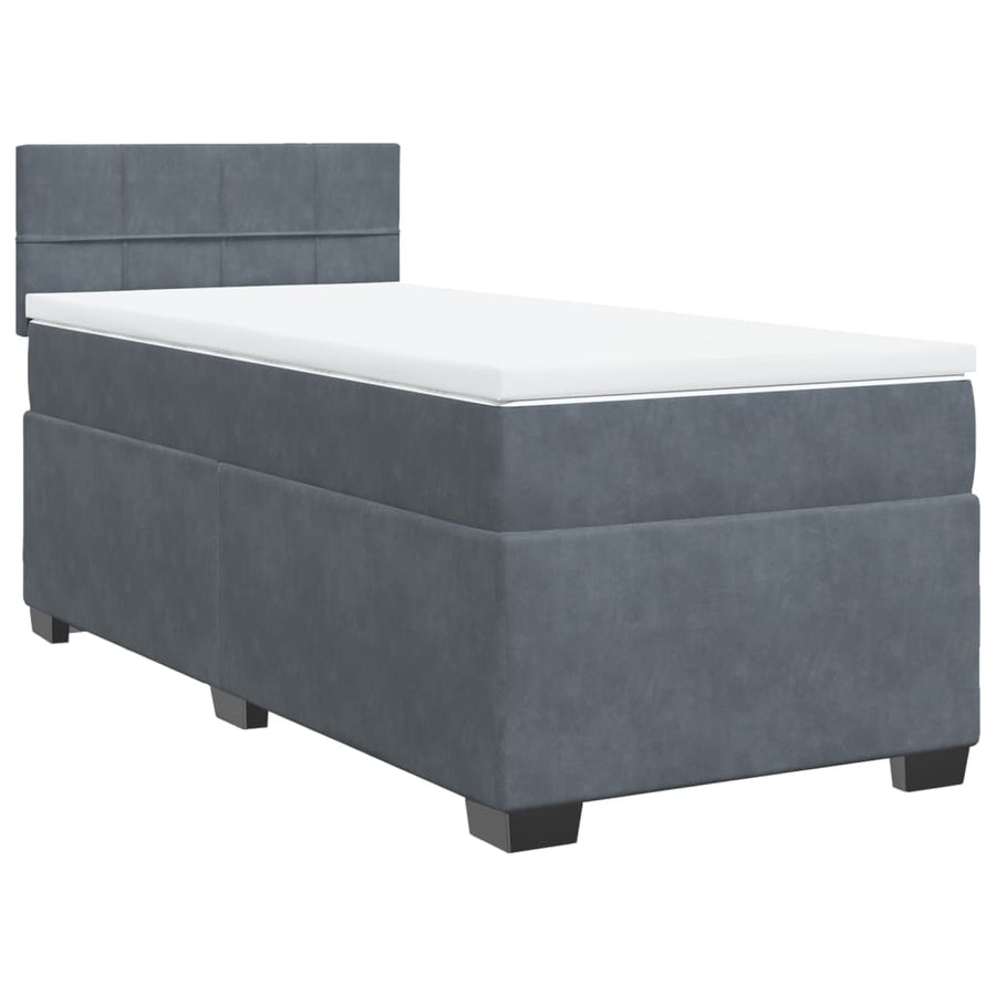 Boxspring met matras fluweel donkergrijs 80x200 cm