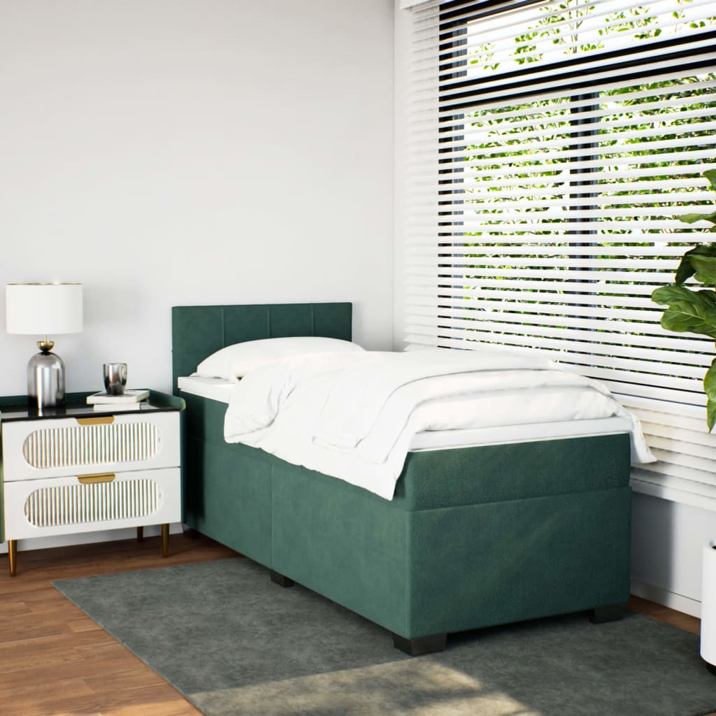 Boxspring met matras fluweel donkergroen 80x200 cm