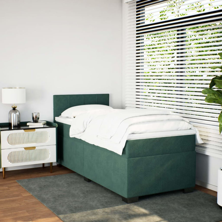 Boxspring met matras fluweel donkergroen 80x200 cm