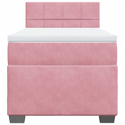 Boxspring met matras fluweel roze 80x200 cm