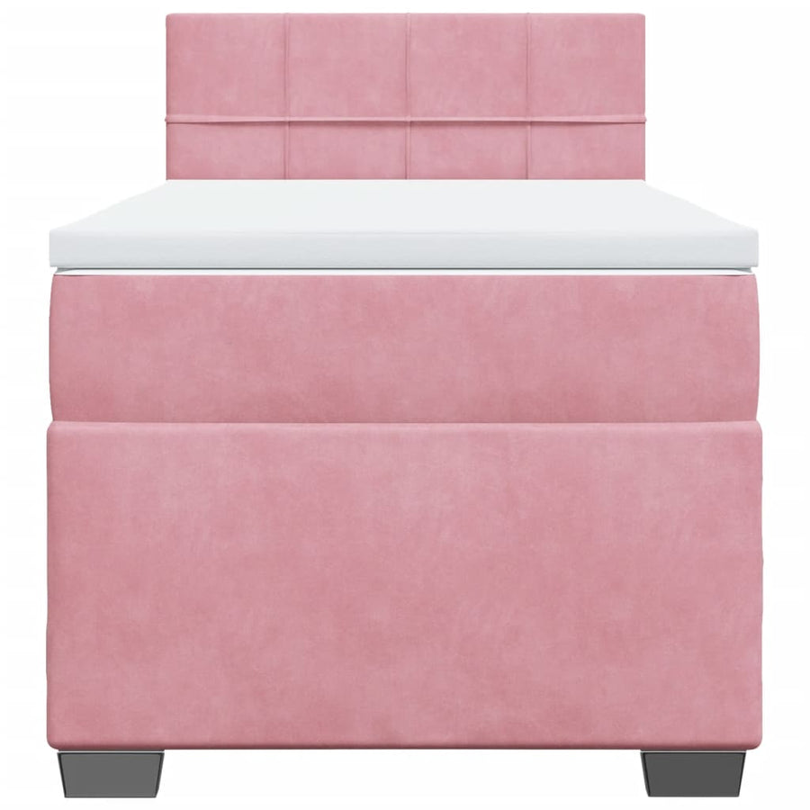 Boxspring met matras fluweel roze 80x200 cm