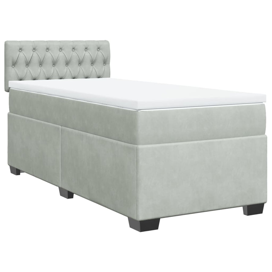 Boxspring met matras fluweel lichtgrijs 80x200 cm