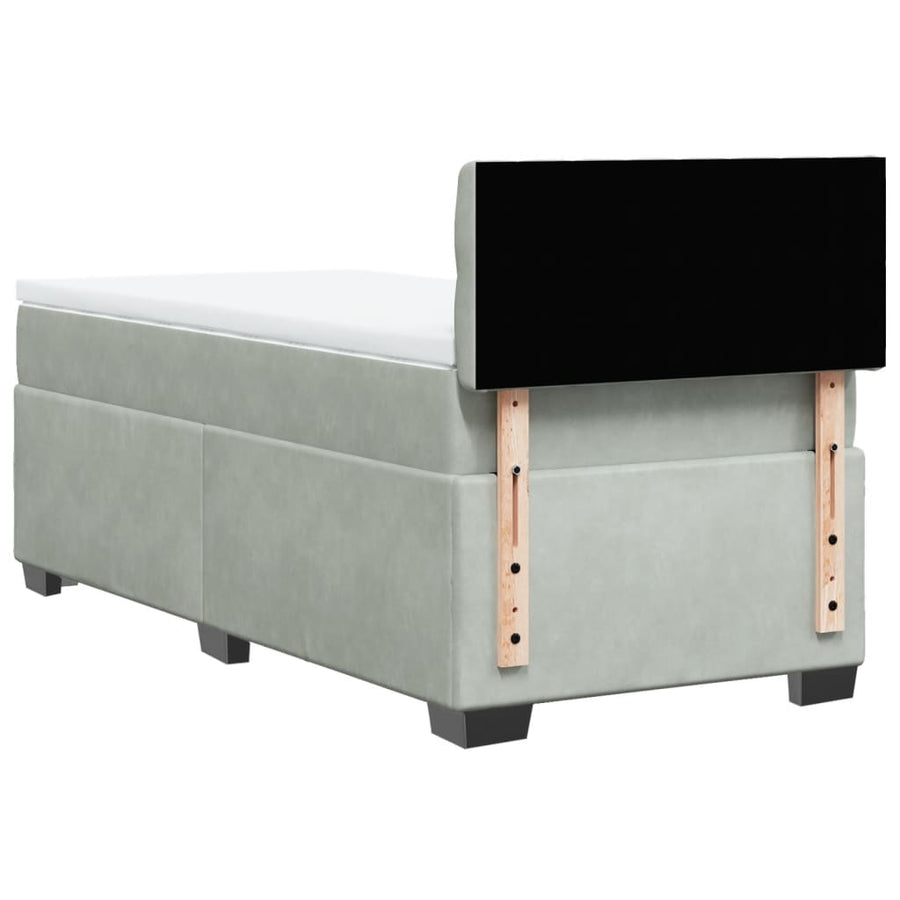 Boxspring met matras fluweel lichtgrijs 80x200 cm