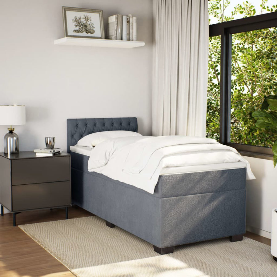 Boxspring met matras fluweel donkergrijs 80x200 cm