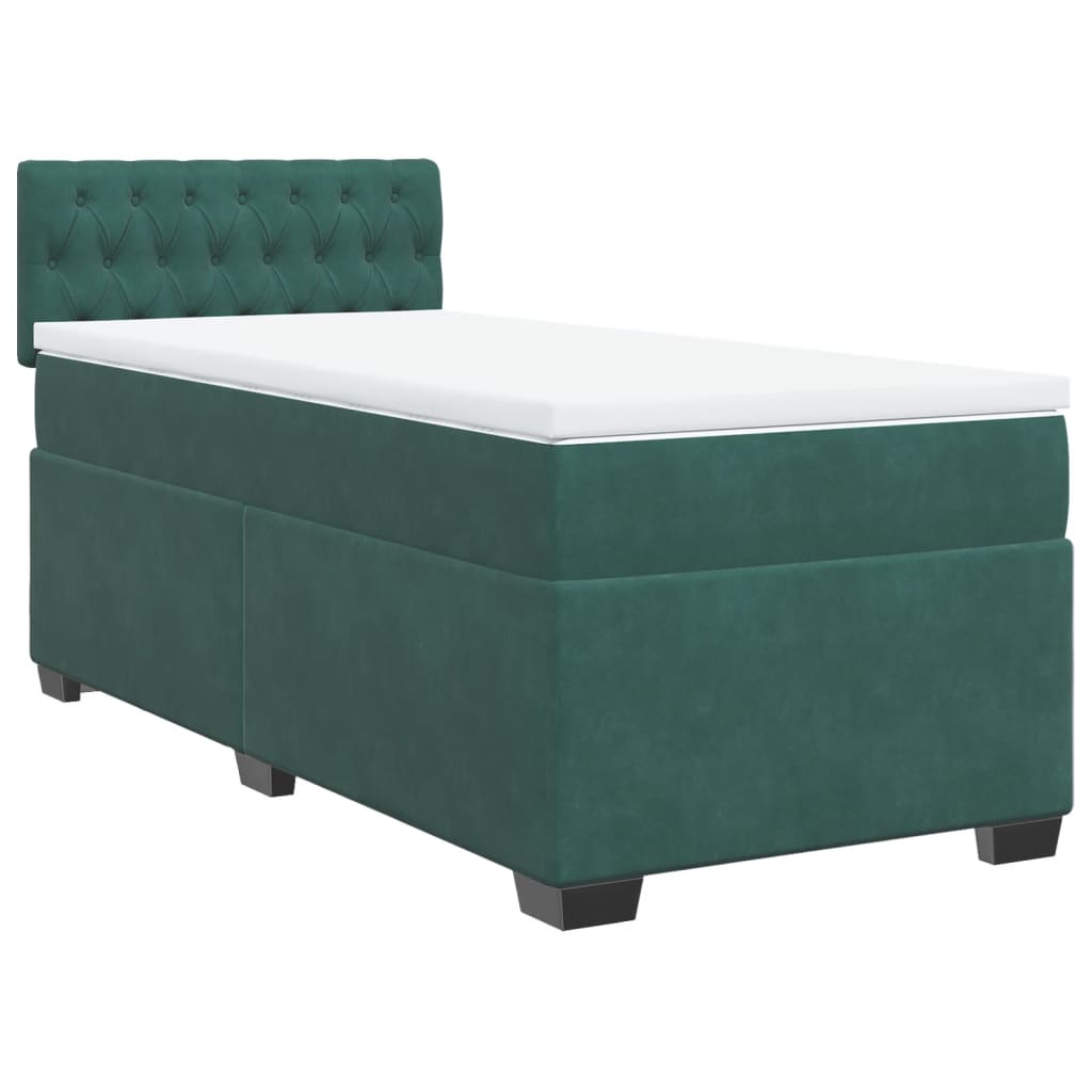 Boxspring met matras fluweel donkergroen 80x200 cm