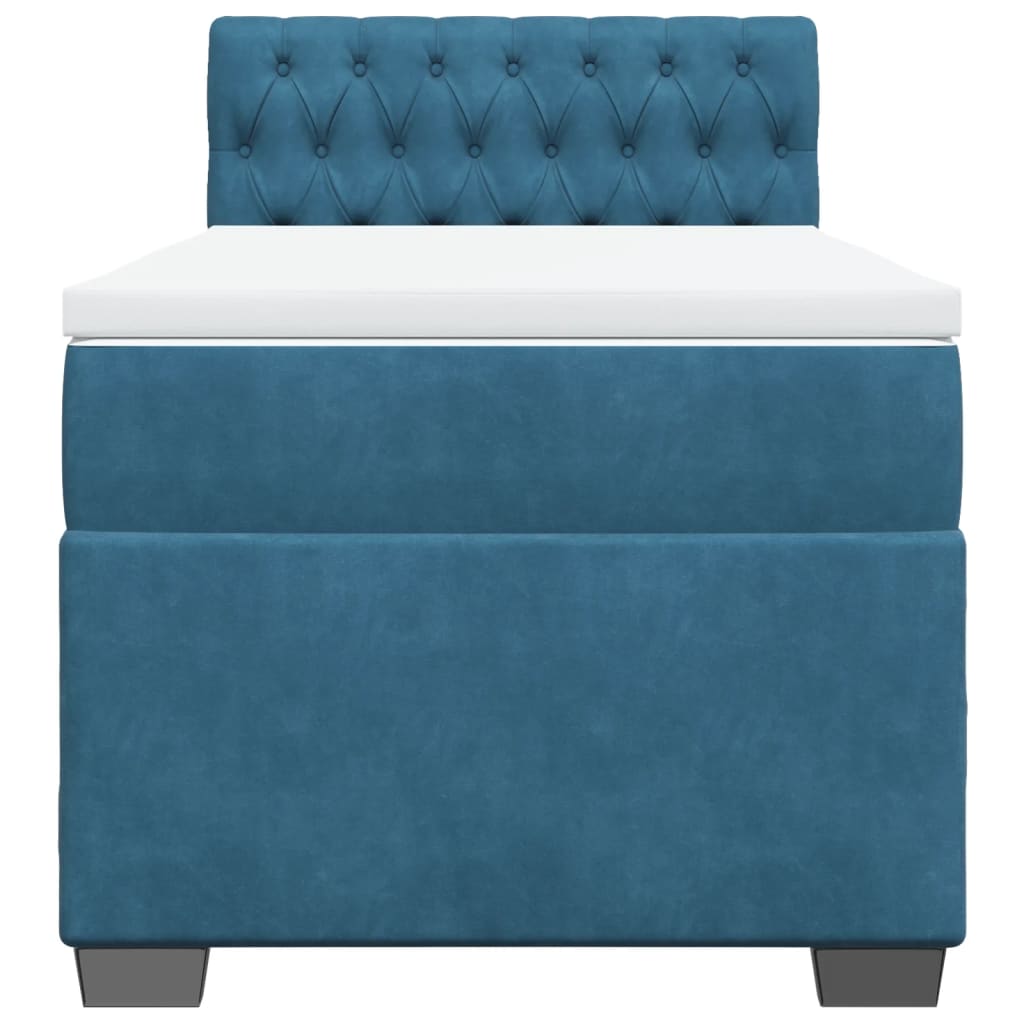 Boxspring met matras fluweel donkerblauw 80x200 cm