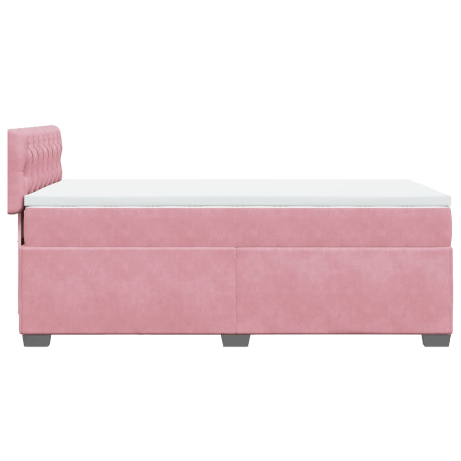 Boxspring met matras fluweel roze 80x200 cm