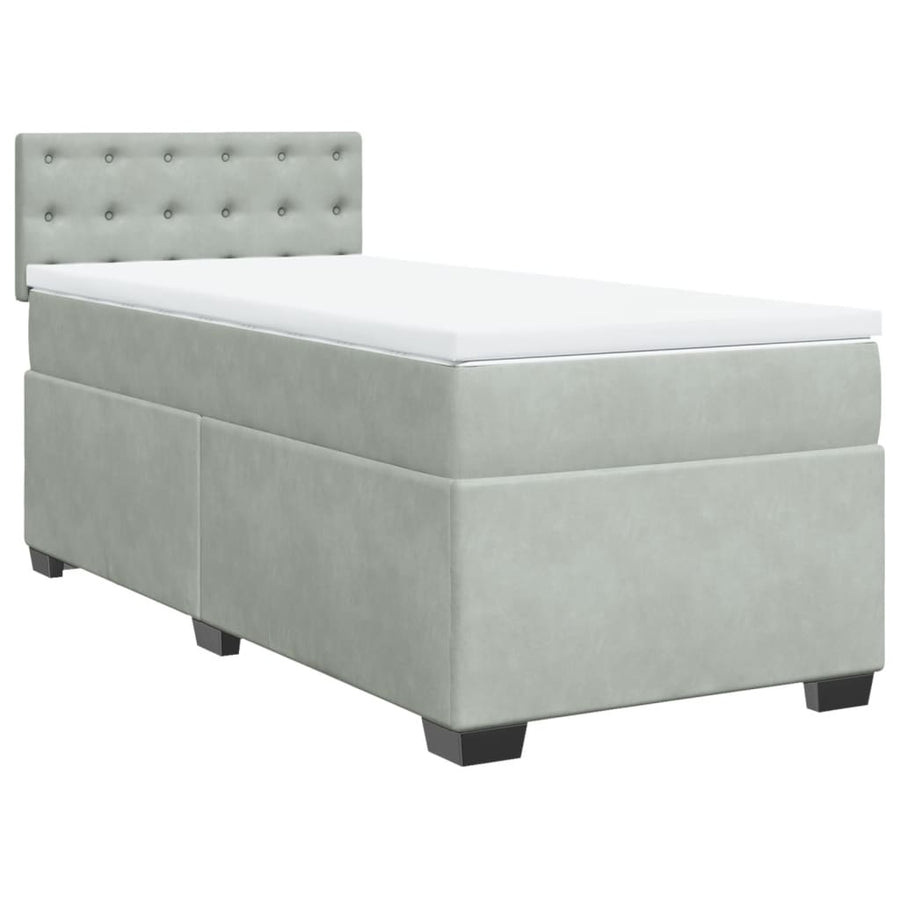 Boxspring met matras fluweel lichtgrijs 80x200 cm