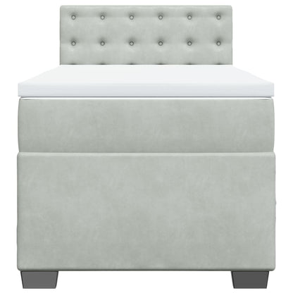 Boxspring met matras fluweel lichtgrijs 80x200 cm