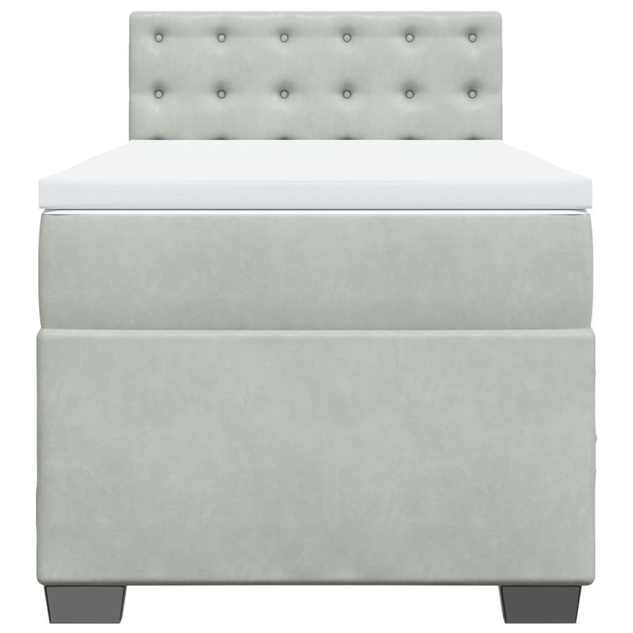 Boxspring met matras fluweel lichtgrijs 80x200 cm