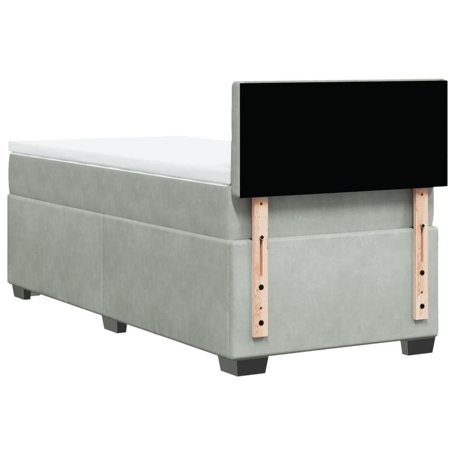 Boxspring met matras fluweel lichtgrijs 80x200 cm